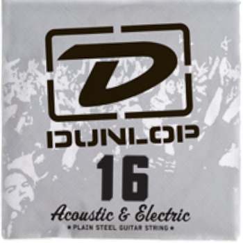 Dunlop Plain Steel Acoustic / Electric Guitar String .016 12 Pack (DPS16)